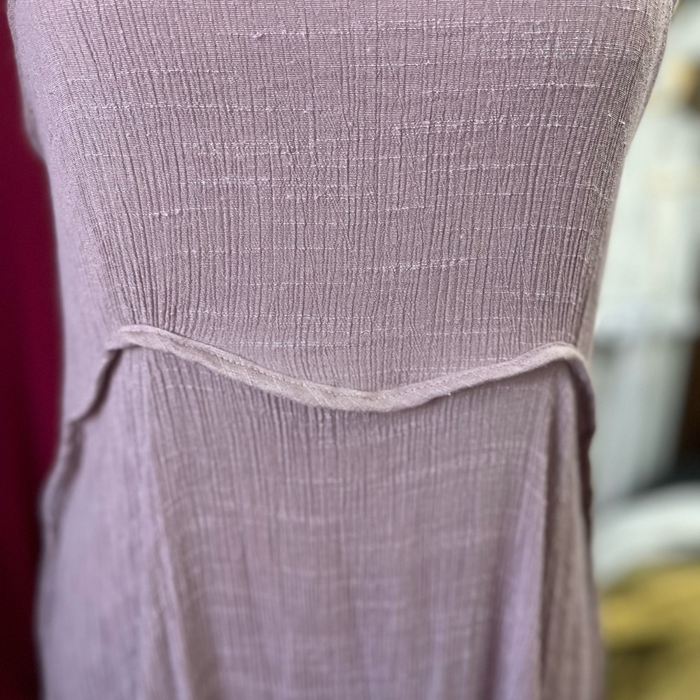 Wishlist Mauve Crinkle Fabric Adjustable Spaghetti Strap Midi Bohemian Med Dress - Picture 7 of 13